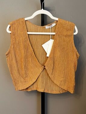 Savannah Morrow Zuma Silk Crinkle Crop Top Sandstone Size Small NWT Resort Beach